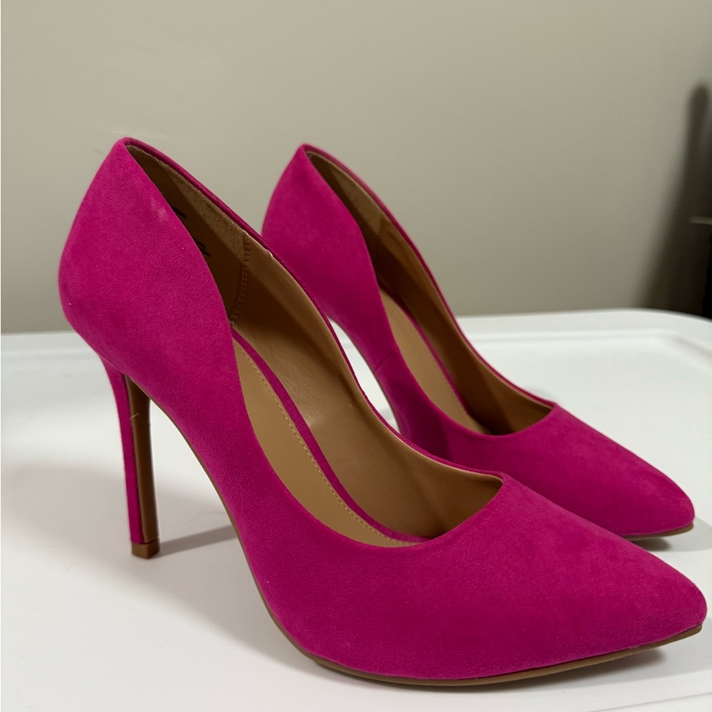 Faux suede heels
